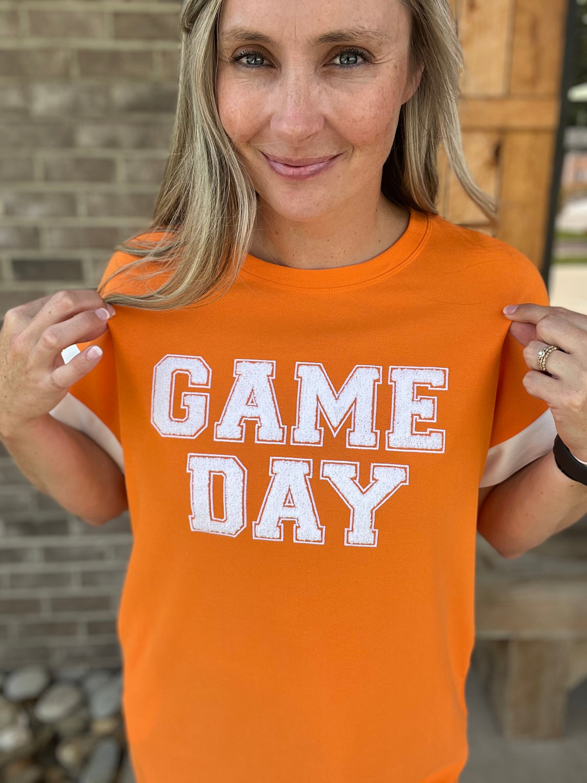 2711- Orange & White GAME DAY Long Straight Dress