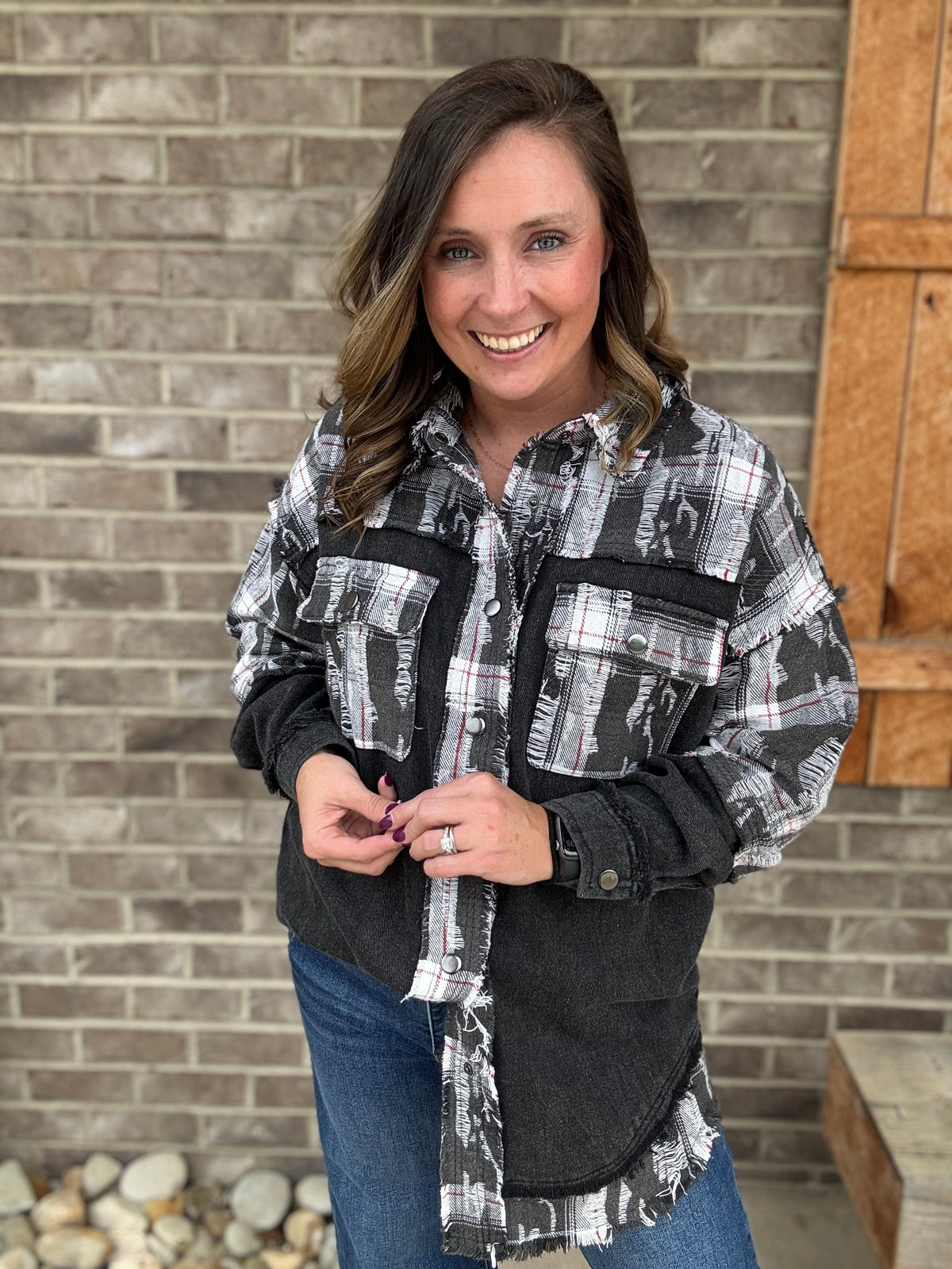 Black Washed Oversized Fit Snap Button Shirt by Oli & Hali