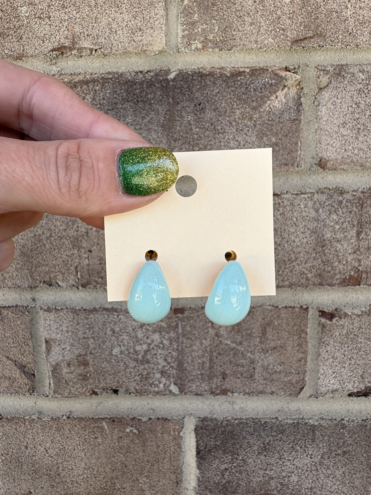 3843- Blue Bubble Teardrop Earrings