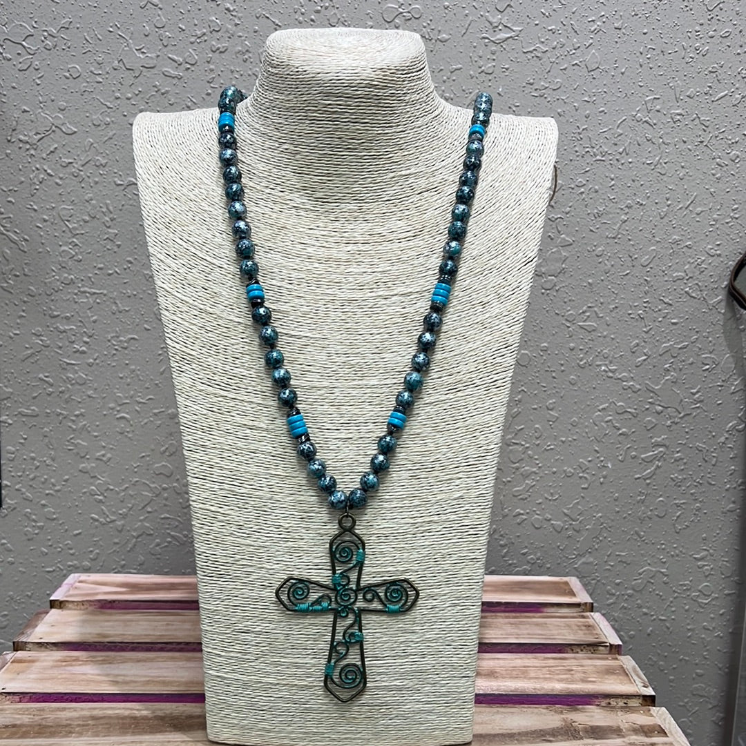 666- Turquoise Cross Necklace