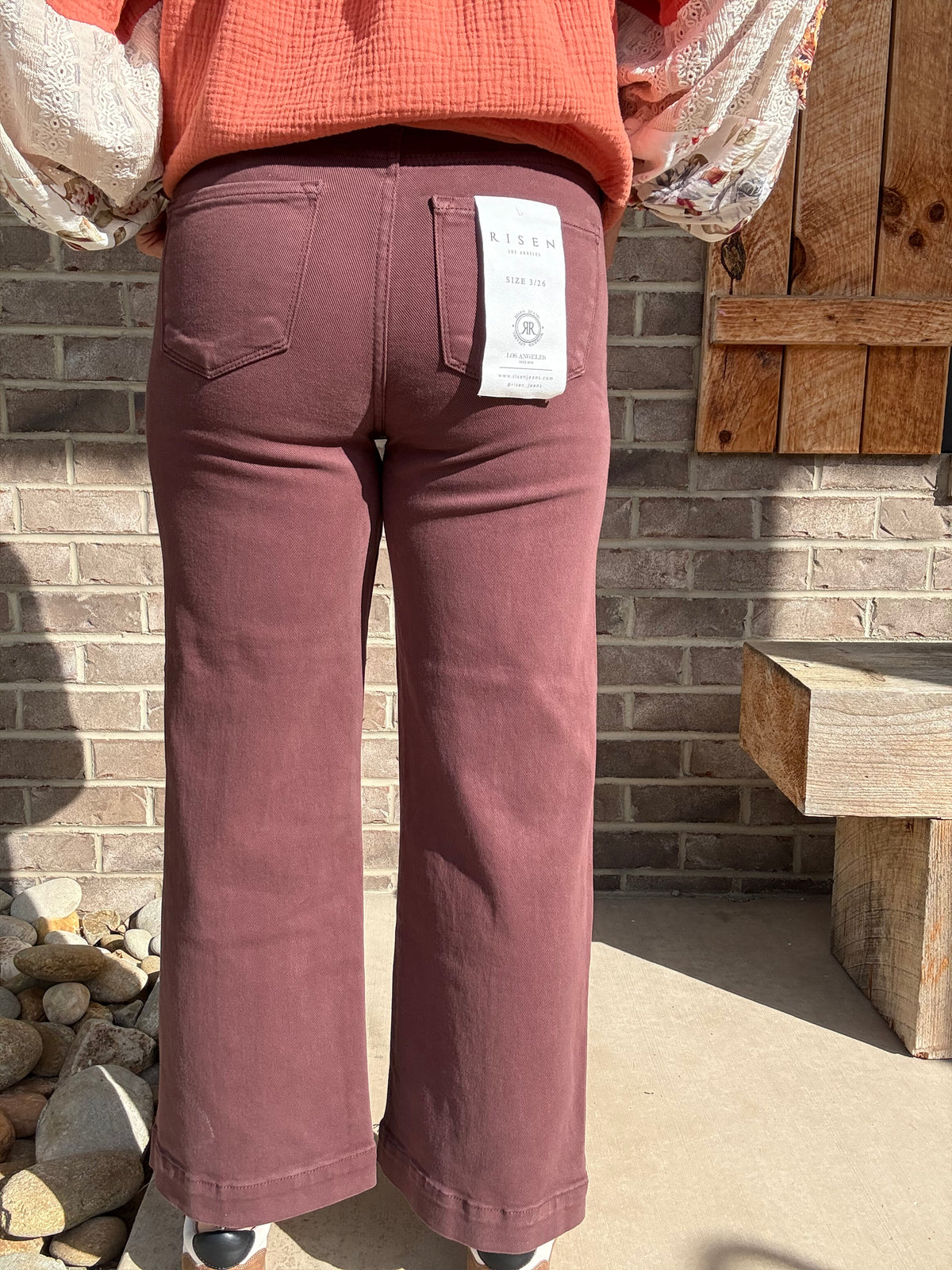 Chocolate Brown High Rise Crop Wide Leg Pants by Risen