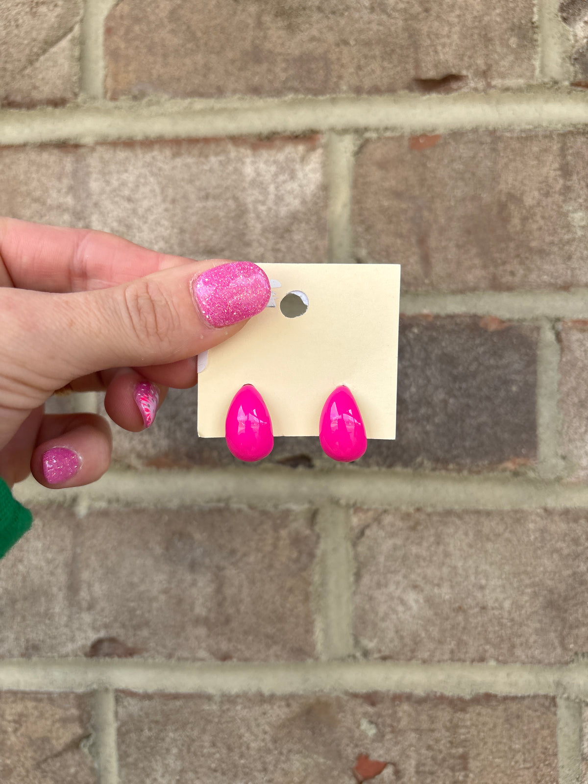 3842- Pink Bubble Teardrop Earrings