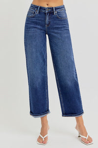 2373- High Rise Crop Boyfriend Tapered Jeans