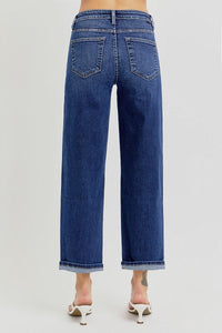 2373- High Rise Crop Boyfriend Tapered Jeans