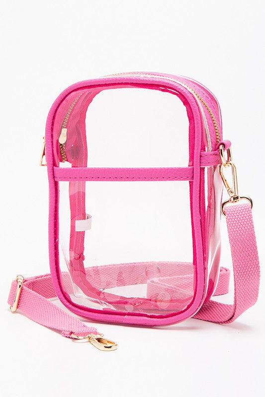 2937- Fuchsia Clear Small Crossbody Stadium Bag
