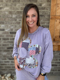 Moonbeam Mineral Washed Boho Patch Daisy Long Sleeve Sweatshirt by J. Her