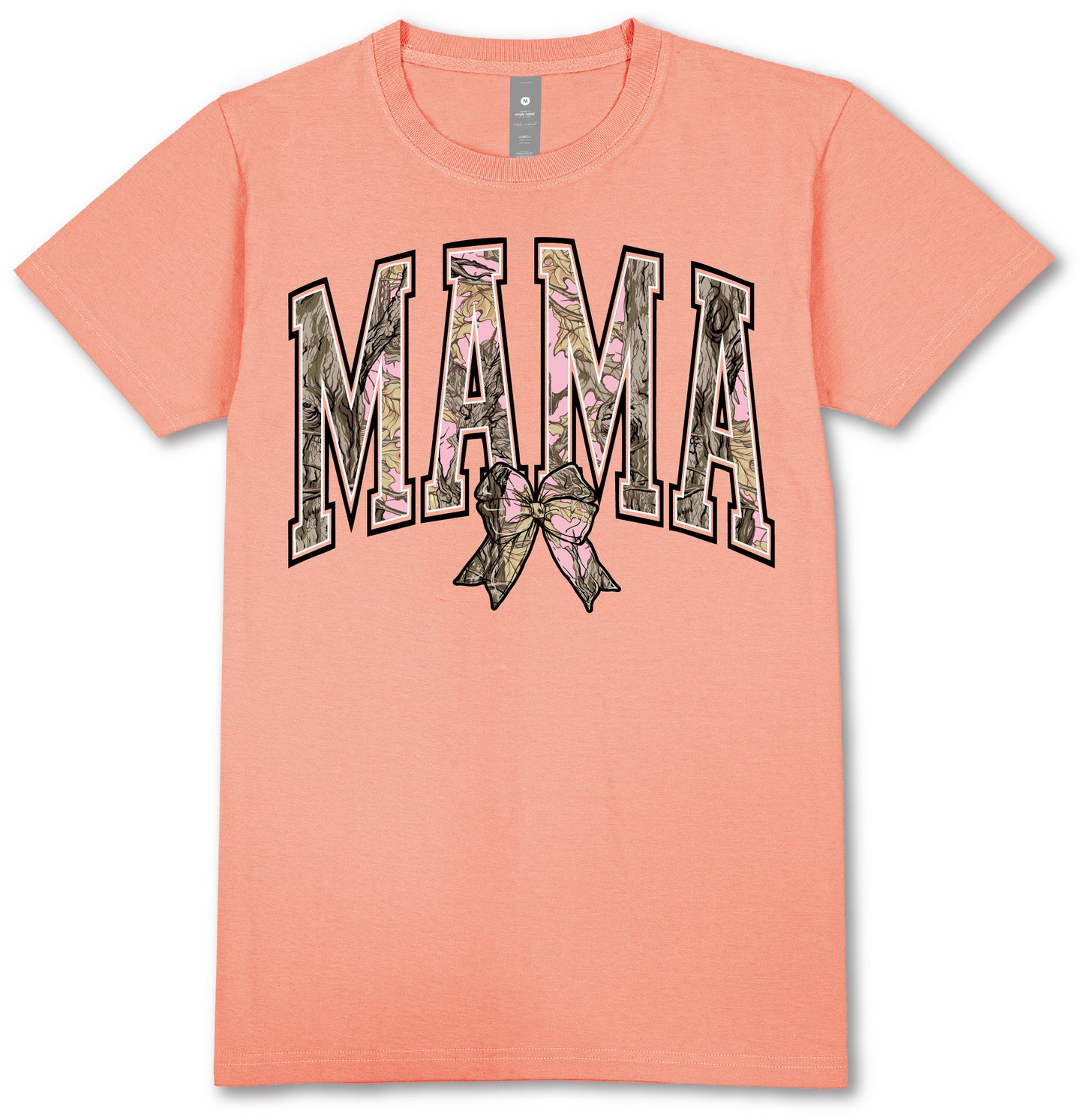 Peach Camo Mama w/ Bow Simply Southern Short Sleeve Tee