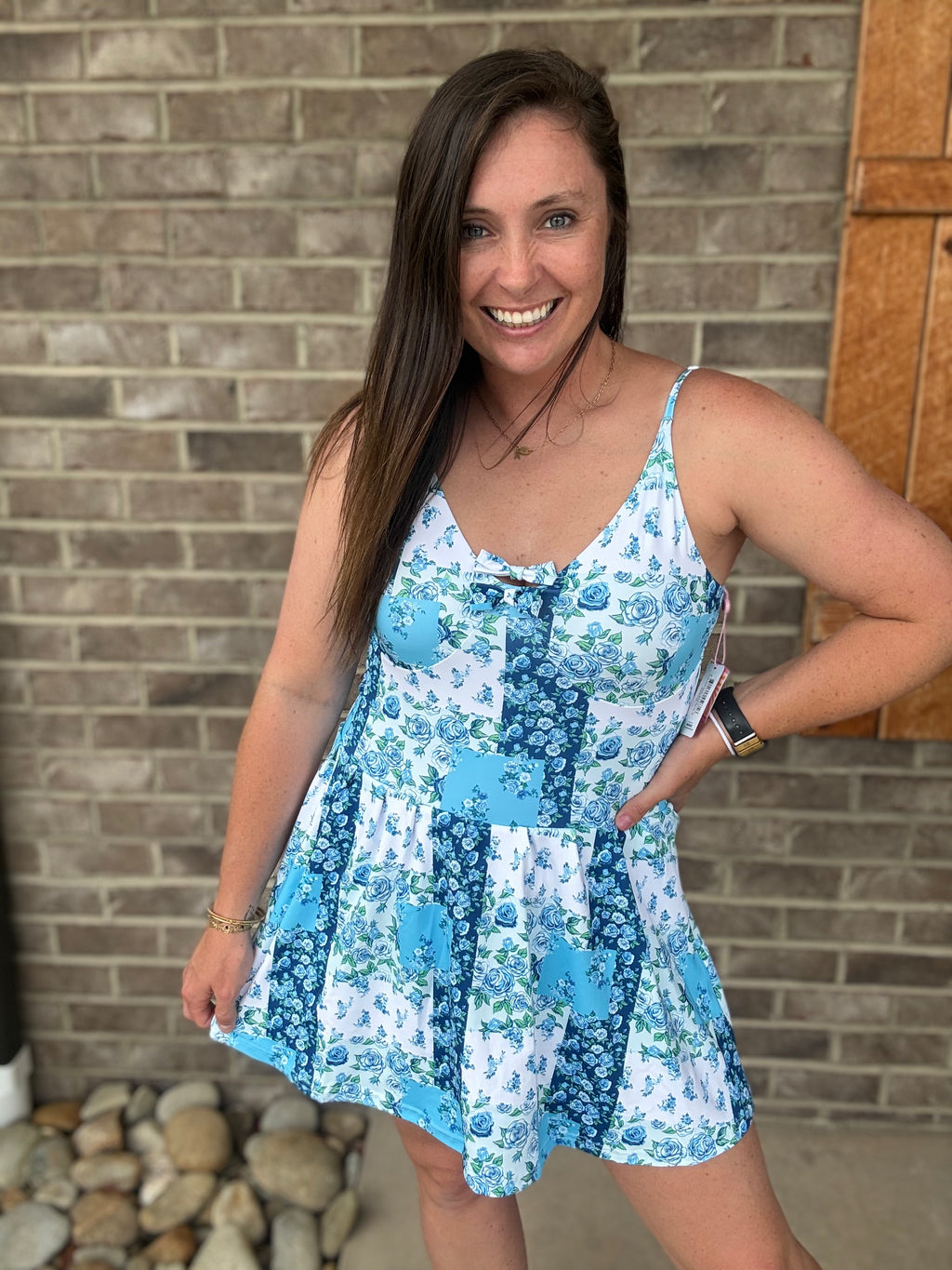 simply southern blue dress Sport BOW Quilt by S color:BLUE - LIGHT WASH The Button Black Knitted Midi Dress Reiss Printed Halter Neck