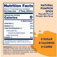 3807- Naturally Sweetened Pumpkin Spice Syrup - 375ml Skinny Syrup