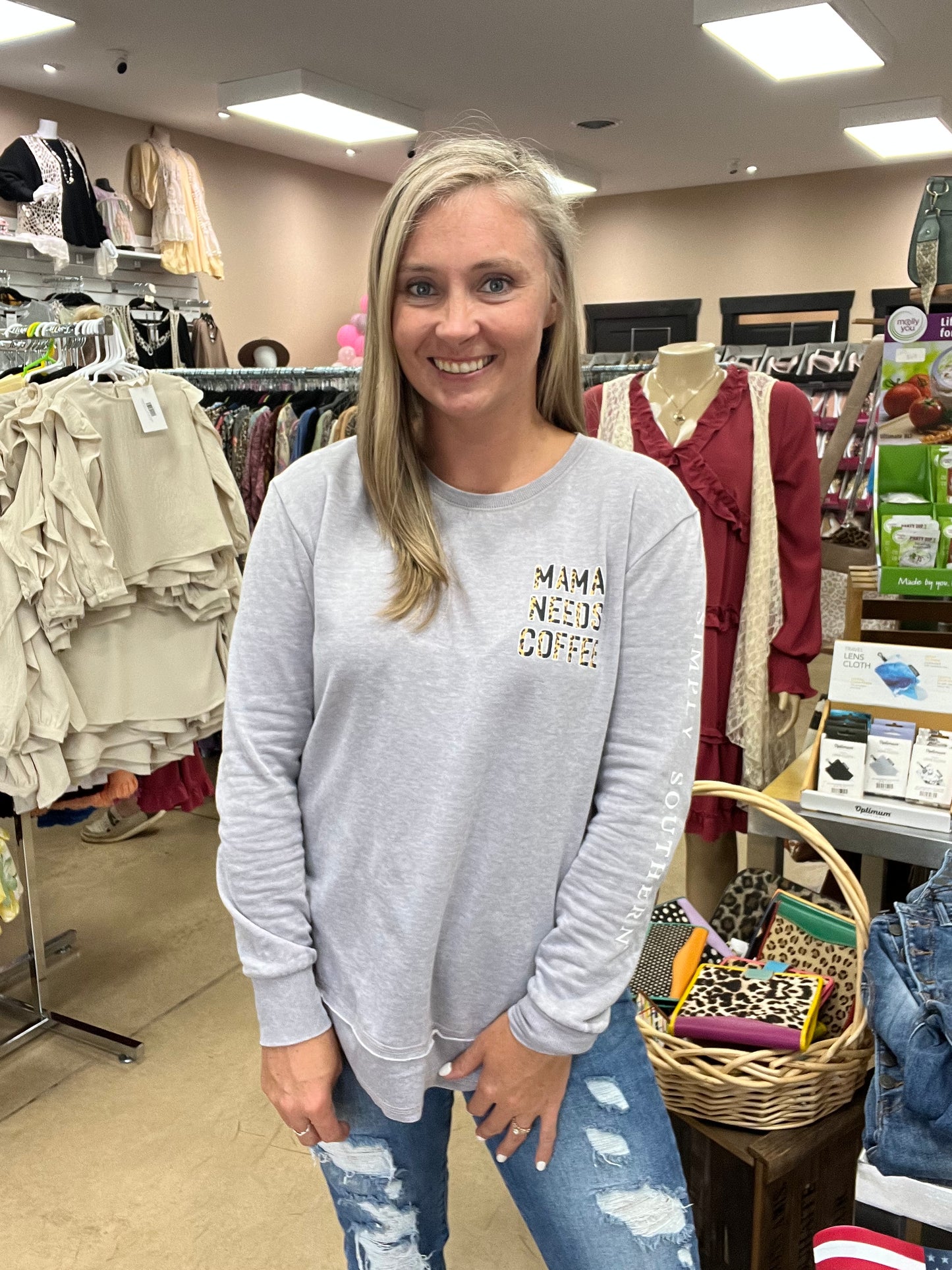 6863- Mama Needs Coffee Sweatshirt by Simply Southern