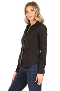1999- Black Button Down Shirt w/ Scoop Hem Top