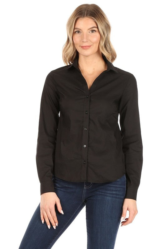 1999- Black Button Down Shirt w/ Scoop Hem Top