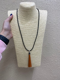 116- Black Corded Necklace w/ Rust Detail