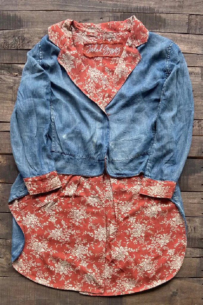 7216- Floral Delight Jacket - Vintage Scarlet Reversible