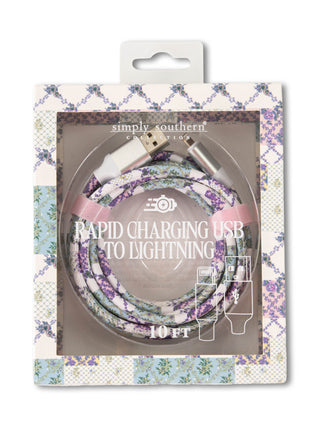 10FT Patterned USB to Lightning Charging Cable by Simply Southern