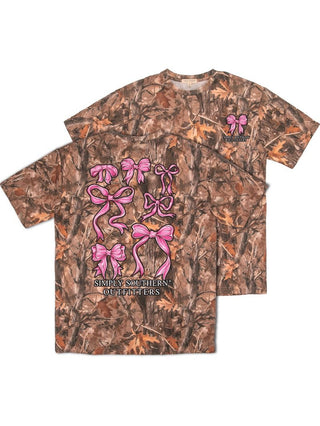 Pink Bows Camo Short Sleeve T-Shirt by Simply Southern