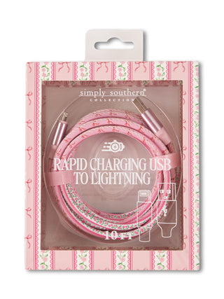 10FT Patterned USB to Lightning Charging Cable by Simply Southern