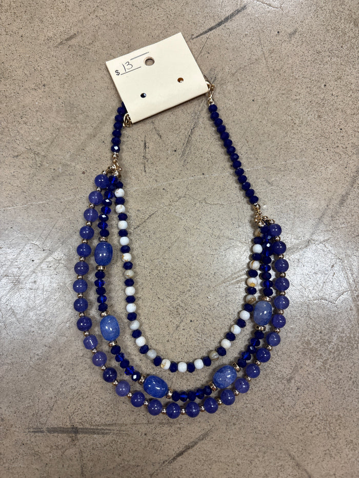 Blue Beaded Multi Layer Necklace