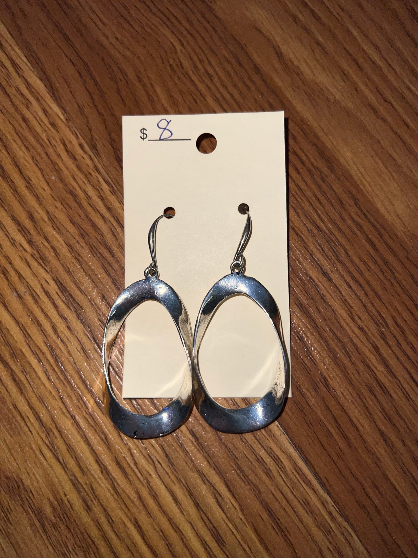 3096- Silver Twist Hoop Earrings