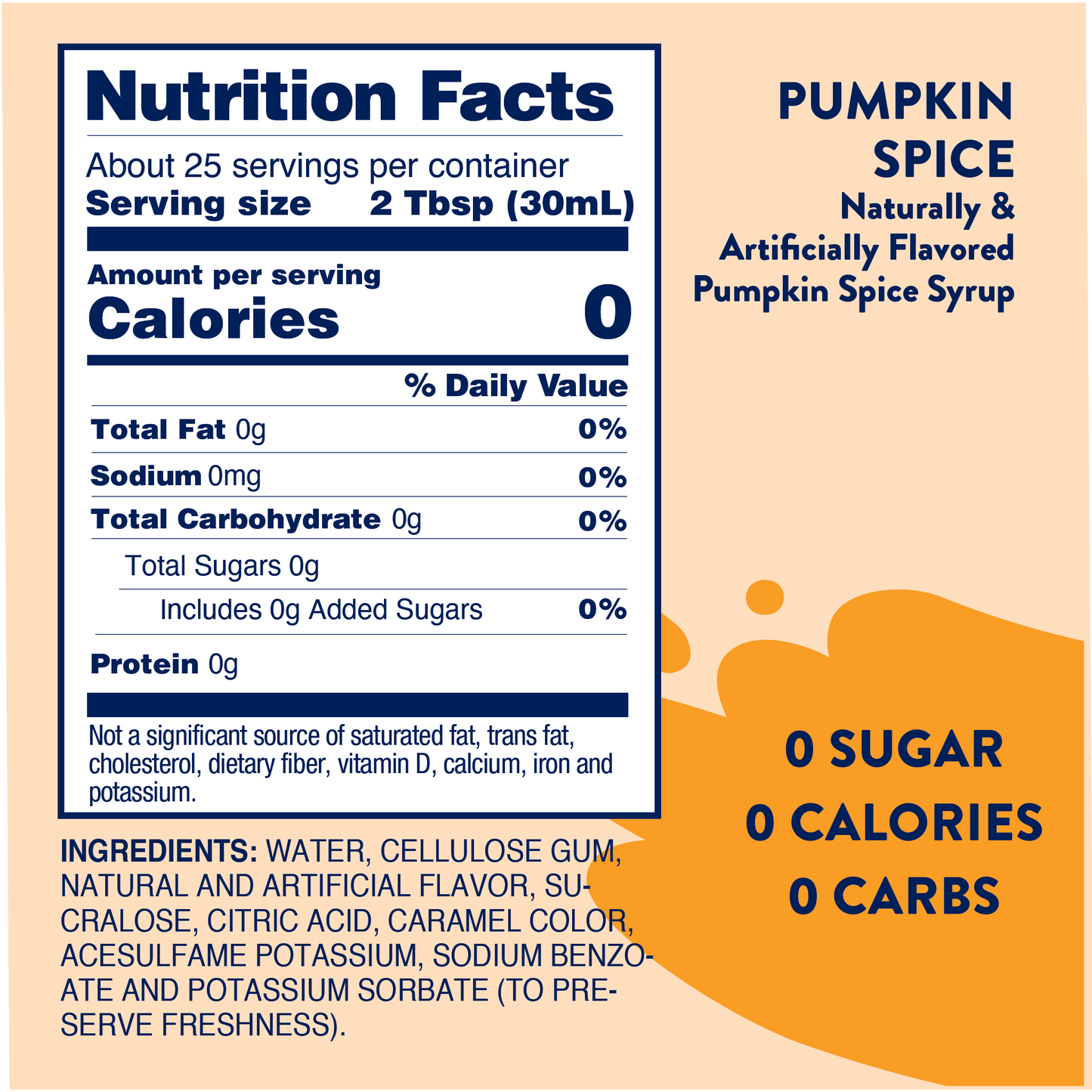 3808- Sugar Free Pumpkin Spice 750ml - Skinny Syrup