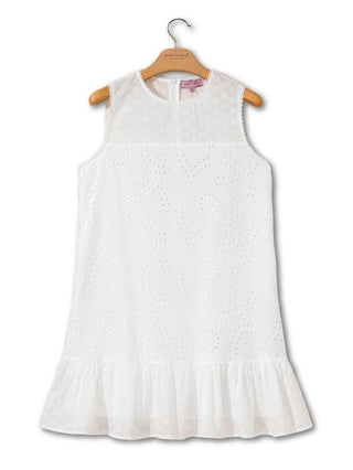 White Eyelet Ruffle Hem Dress by Simply Southern