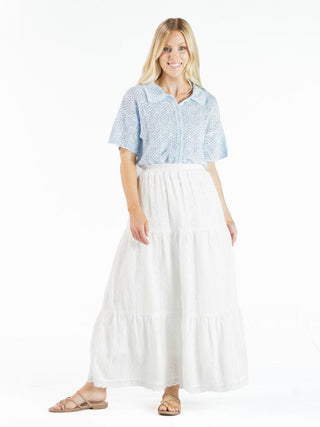 White Tiered Maxi Skirt by Simply Southern