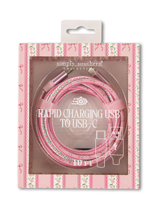 10FT Patterned USB to Lightning Charging Cable by Simply Southern