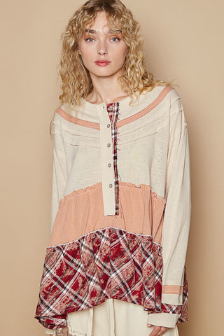 Coconut Multi Merrow Edge Cotton Blend Top by POL