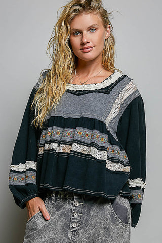 Black Multi Romantic Lace Tiered Top | POL PREORDER