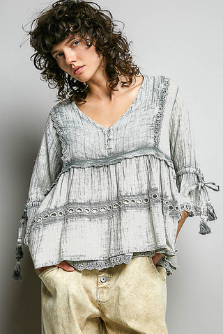 Sage Boho Breeze Embroidered Top | POL PREORDER