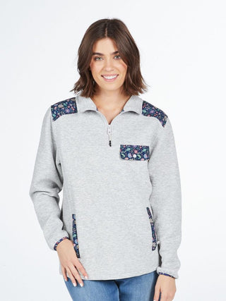 The Aria Heather Grey Quarter Zip Pullover by Simply Southern