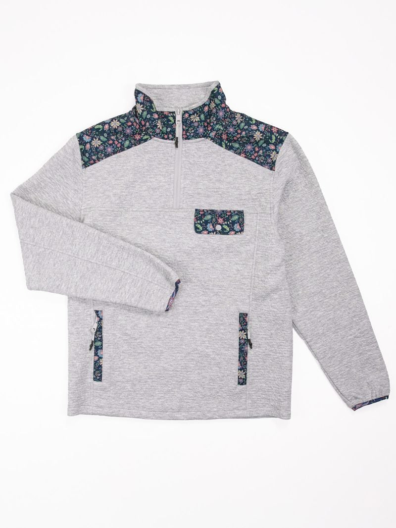 The Aria Heather Grey Quarter Zip Pullover by Simply Southern