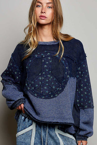 Indigo Peace & Petals Thermal Pullover | POL PREORDER