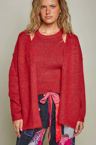 Red Wine The Perfect Pair Knit Cardigan Set | POL ATLANTA