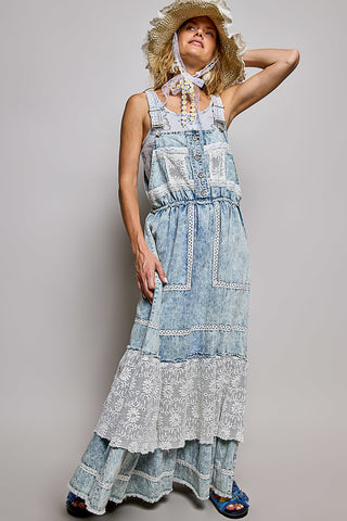 Denim Boho Dream Crochet Denim Overall Dress | POL PREORDER