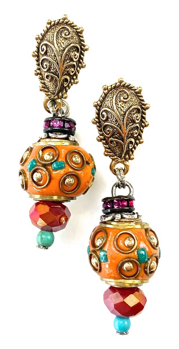 Fancy Bead Drop On Empress Post Earrings
