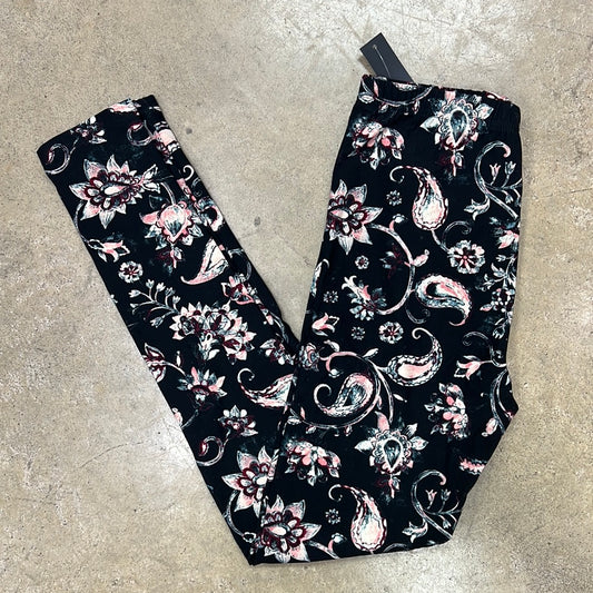 20427- Plum & Pink Floral Mix Leggings (OS - one size)