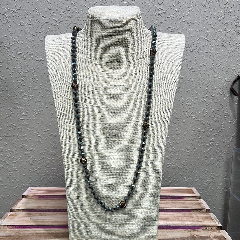 517- Gray Necklace w/ Leopard Detail