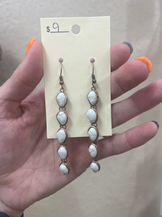 2917- Cracked Stone Dangle Earrings