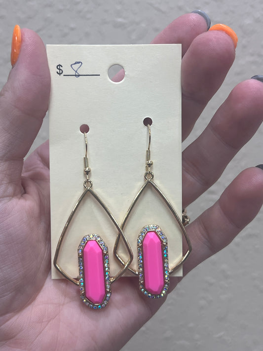 2880- Pink Gold Pendant Earrings