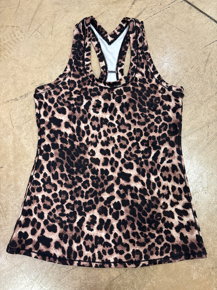 (13) Brown Leopard Razorback Tank Top *FINAL SALE* DOORBUSTER*