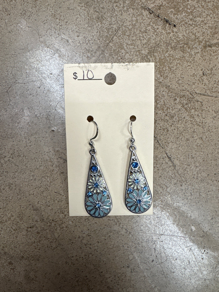 Blue & Silver Teardrop Earrings