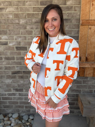 Tennessee BRIGS Bomber Letterman Leather Jacket *TN COLLECTION*