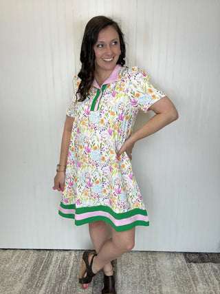 Garden Bloom Contrast Trim Dress by Haptics