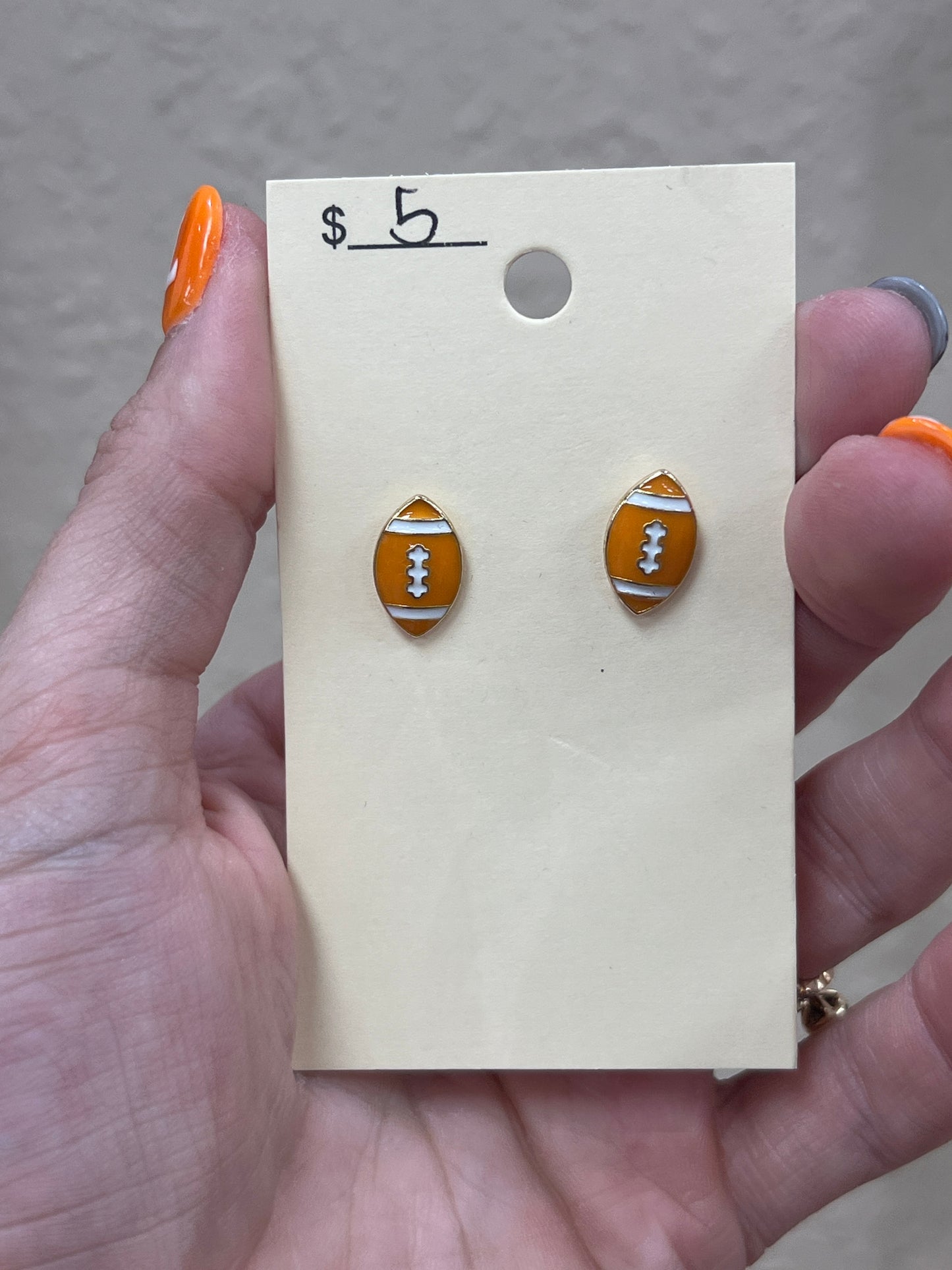 2949- Small Stud Orange Football Earrings *TN COLLECTION*