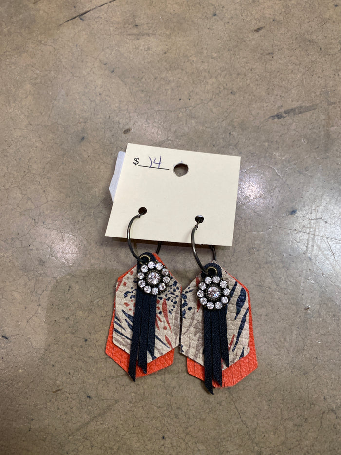 9969- Burnt Orange & Abstract Layer Earrings