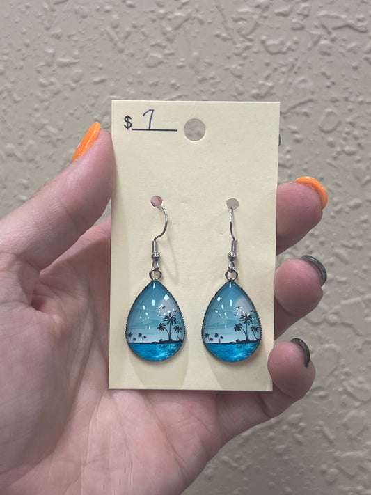 2882- Blue Ocean Teardrop Earrings