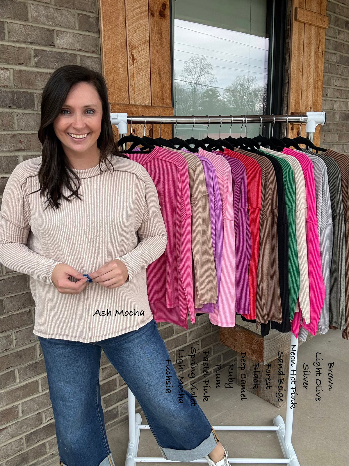 Ribbed Long Sleeve Top By Zenana *MULTIPLE COLORS*