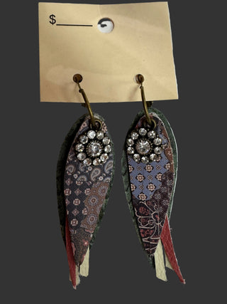 Brown, Rose, Crean, Paisley Layered Earrings