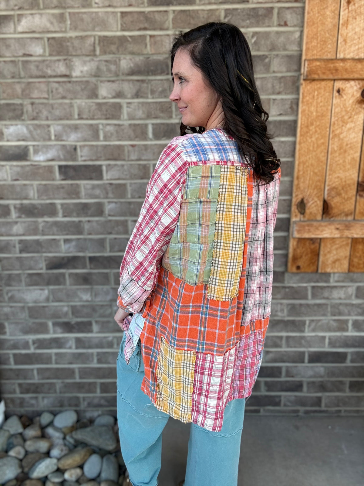 Multi Color Plaid Button Down Blouse by BlueVelvet